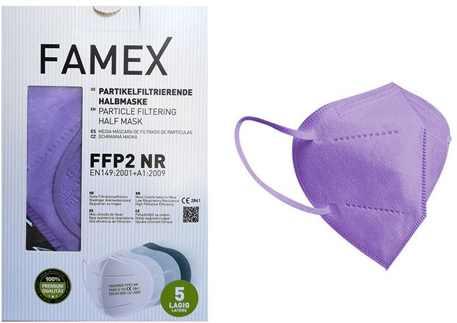 Famex Μάσκα Προστασίας FFP2 Filtering Half NR Λιλά 10τμχ