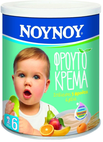 Νουνού Fruit Cream Wheat Flour 5 Fruits & Milk 6m+ 300gr