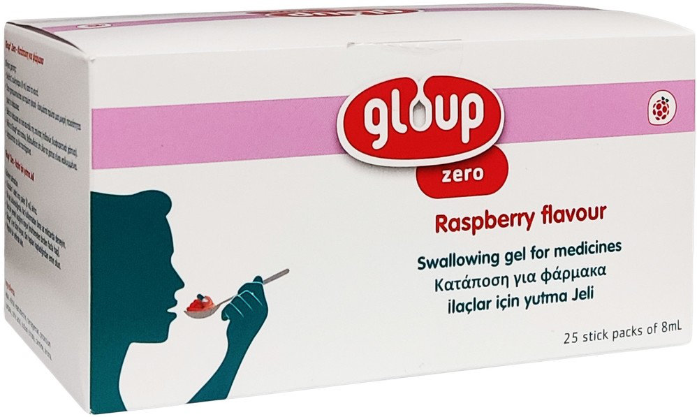Gloup Zero Swallowing Gel for Medicines Raspberry 25x8ml