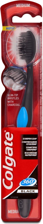 Colgate 360° Black with Charcoal Medium Toothbrush 1τμχ