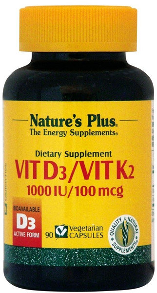 Nature's Plus Vitamin D3 1000iu Vitamin K2 100mcg 90caps