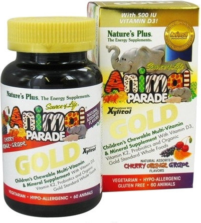 Nature's Plus Animal Parade Gold Cherry Orange Grape 60tabs