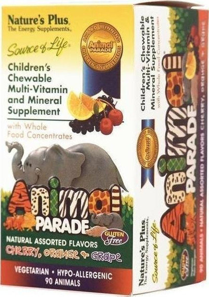 Nature΄s Plus Animal Parade Cherry Orange Grape 90chewtabs