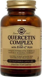 Solgar Quercetin Complex Συμπλήρωμα Διατροφής με Κουερσετίνη & Βιταμίνη C για Αντιμετώπιση Αλλεργικών Συμπτωμάτων 100vcaps 230