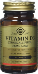 Solgar Vitamin D3 1000IU 25μg Συμπλήρωμα Διατροφής Βιταμίνης D3 για την Υγεία Οστών & Αρθρώσεων 90tabs 120