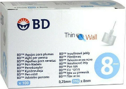 BD Thin Wall Sterile Insulin Pen Needles 0.25mm31Gx8mm Βελόνα Αποστειρωμένη για Πένα Ινσουλίνης 100τμχ 100
