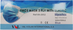 Violak Face Mask 3ply with Elastic EarLoops II 50τμχ