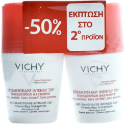 Vichy 1+1 Δώρο Deodorant Stress Resist Roll-On 72h Αποσμητικό για Έντονη Εφίδρωση 2x50ml 177