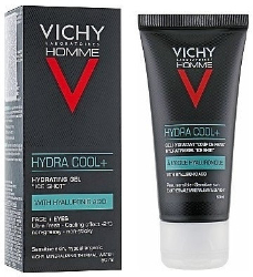 Vichy Homme Hydra Cool+ Τζελ Προσώπου Ματιών Ανδρικό Ενυδατικό με Υαλουρονικό Οξύ 50ml 77