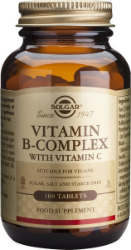 Solgar Vitamin-B Complex with Vitamin C Σύμπλεγμα Βιταμινών Β με Βιταμίνη C για Υγεία Ανοσοποιητικού & Νευρικού Συστήματος 100tabs 380