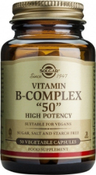 Solgar Vitamin B-Complex 50 Σύμπλεγμα Βιταμινών Β για Υγεία Ανοσοποιητικού & Νευρικού Συστήματος 50vcaps 135