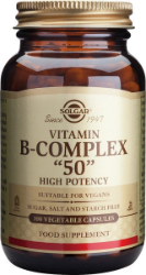 Solgar Vitamin B-Complex 50 Σύμπλεγμα Βιταμινών Β για Υγεία Ανοσοποιητικού & Νευρικού Συστήματος 100vcaps 200