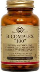 Solgar Vitamin B-Complex 100 Σύμπλεγμα Βιταμινών Β για Υγεία Ανοσοποιητικού & Νευρικού Συστήματος 50vcaps 180