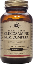 Solgar Glucosamine MSM Complex Shellfish Free Συμπλήρωμα Διατροφής για την Υγεία των Αρθρώσεων 60tabs 180