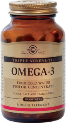 Solgar Omega-3 Triple Strength Συμπλήρωμα Διατροφής με Ωμέγα-3 για Υγεία Εγκεφάλου & Καρδιαγγειακού Συστήματος 50softgels 260
