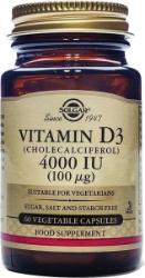 Solgar Vitamin D3 4000IU 100μg Συμπλήρωμα Διατροφής Βιταμίνης D3 για την Υγεία Οστών & Αρθρώσεων 60caps 115