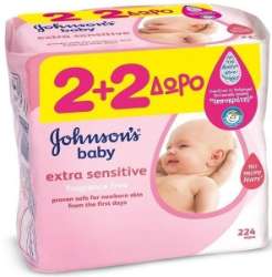 Johnson & Johnson Extra Sensitive Baby Wipes 4x56τμχ