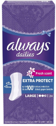 Always Dailies Fresh Scent Fresh & Protect Large Pantyliners Σερβιετάκια με Άρωμα Φρεσκάδας 24τμχ 39