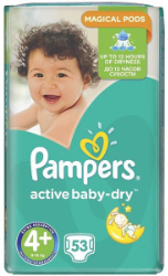 Pampers Active Baby Dry No4+ Jumbo Pack Maxi+  Πάνες 53τμχ