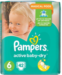 Pampers Active Baby Dry No6 Jumbo Pack Πάνες Βρεφικές 42τμχ