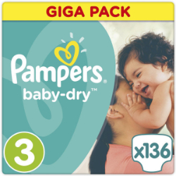 Pampers Giga Pack Baby Dry No3 Midi Πάνες 5-9kg 136τμχ