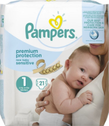 Pampers Premium Protection New Baby Sensitive No1 2-5kg 21τμ