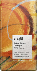 Vivani Organic Chocolate Dark 70% with Orange 100gr