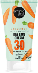 Organic Shop Carrot Sunscreen Day Face Cream SPF30 Αντηλιακή Κρέμα Προσώπου για Κανονική Ξηρή Ευαίσθητη Επιδερμίδα 50ml 88