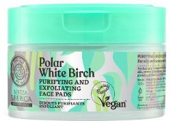 Natura Siberica Bereza Polar White Brich Purifying & Exfoliating Face Pads Δίσκοι Προσώπου Καθαριστικοί για Λιπαρή Ακνεϊκή Επιδερμίδα 20τμχ 60