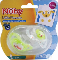 Nuby Little Moments Glow in the Dark Oval Soother 6-36m 2τμχ