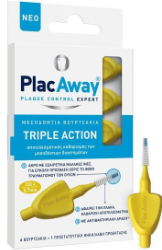 Plac Away Triple Action Μεσοδόντια Βουρτσάκια 0.7mm ISO 4 Κίτρινα 6τμχ 15