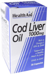 Health Aid Cod Liver Oil 1000mg Συμπλήρωμα Διατροφής με Μουρουνέλαιο για Υγιή Καρδιά Οστά & Αρθρώσεις 30caps  150