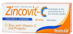 Health Aid Zincovit C Συμπλήρωμα Διατροφής με Ψευδάργυρο, Βιταμίνη C & Πρόπολη για Ενίσχυση Ανοσοποιητικού 60chew.tabs 66