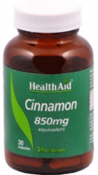 Health Aid Cinnamon 850mg Συμπλήρωμα Διατροφής Κανέλας για τη Διατήρηση των Φυσιολογικών Επιπέδων Γλυκόζης 30caps 150