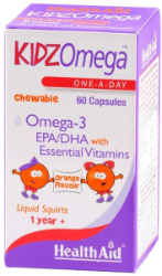 Health Aid KidzOmega Παιδικό Συμπλήρωμα Διατροφής με Ω3 για Ενίσχυση του Ανοσοποιητικού Συστήματος 60chew.caps 180