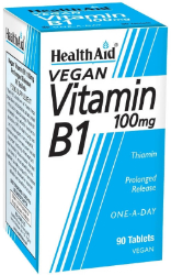 Health Aid Vitamin B1 100mg Συμπλήρωμα Διατροφής Βιταμίνη Β1 (Θειαμίνη) για την Υγεία του Νευρικού Συστήματος 90tabs 142