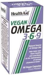 Health Aid Vegan Omega 3-6-9 Συμπλήρωμα Διατροφής Λιπαρών Οξέων για την Καλή Λειτουργία του Καρδιαγγειακού Συστήματος 60vcaps 180