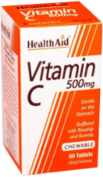 Health Aid Vitamin C 500mg Chewable Συμπλήρωμα Διατροφής για Ενίσχυση Ανοσοποιητικού Συστήματος 60chew.tabs 180