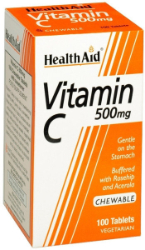 Health Aid Vitamin C 500mg Συμπλήρωμα Διατροφής με Βιταμίνη C για Ενίσχυση Ανοσοποιητικού Συστήματος 100chew.tabs 235