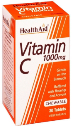 Health Aid Vitamin C 1000mg Συμπλήρωμα Διατροφής με Βιταμίνη C για Ενίσχυση Ανοσοποιητικού Συστήματος 30chew.tabs 150