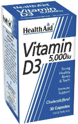 Health Aid Vitamin D3 5000iu Συμπλήρωμα Διατροφής Βιταμίνης D3 για την Υγεία των Οστών & Ανοσοποιητικού Συστήματος 30caps 150