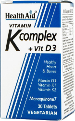 Health Aid Vitamin K Complex + Vit D3 Συμπλήρωμα Διατροφής για την Υγεία των Αγγείων & των Οστών 30tabs 150