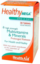 Health Aid Healthy Mega Multivitamins & Minerals Συμπλήρωμα Διατροφής Πολυβιταμινών για Ενέργεια & Τόνωση του Οργανισμού 30tabs 150