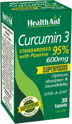 Health Aid Curcumin 3 600mg Συμπλήρωμα Διατροφής Κουρκουμίνη Με Πιπερίνη 30tabs 150