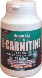 Health Aid L-Carnitine with Vitamin B6 & Chromium Συμπλήρωμα Διατροφής Καρνιτίνης για Ενίσχυση Μεταβολισμού 30tabs 90