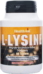 Health Aid L-Lysine 500mg Συμπλήρωμα Διατροφής Λυσίνης Για Την Παραγωγή Πρωτεϊνών & Ενέργειας 60tabs 108