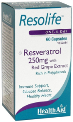 Health Aid Resolife Συμπλήρωμα Διατροφής Ρεσβερατρόλης με Αντιοξειδωτική & Αντιφλεγμονώδη Δράση 60caps 180