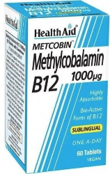 Health Aid Methylcobalamin Metcobin B12 1000mg Συμπλήρωμα Διατροφής με Μεθυλκοβαλαμίνη 60tabs 180