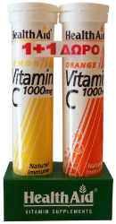 Health Aid 1+1 Δώρο Vitamin C 1000mg με Γεύση Λεμόνι & Vitamin C 1000mg με Γεύση Πορτοκάλι 2x20eff.tabs 206