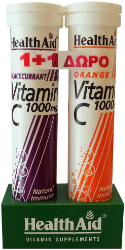 Health Aid 1+1 ΔΩΡΟ Vitamin C 1000mg με Γεύση Πορτοκάλι & Φραγκοστάφυλο 2x20 eff.tabs 89